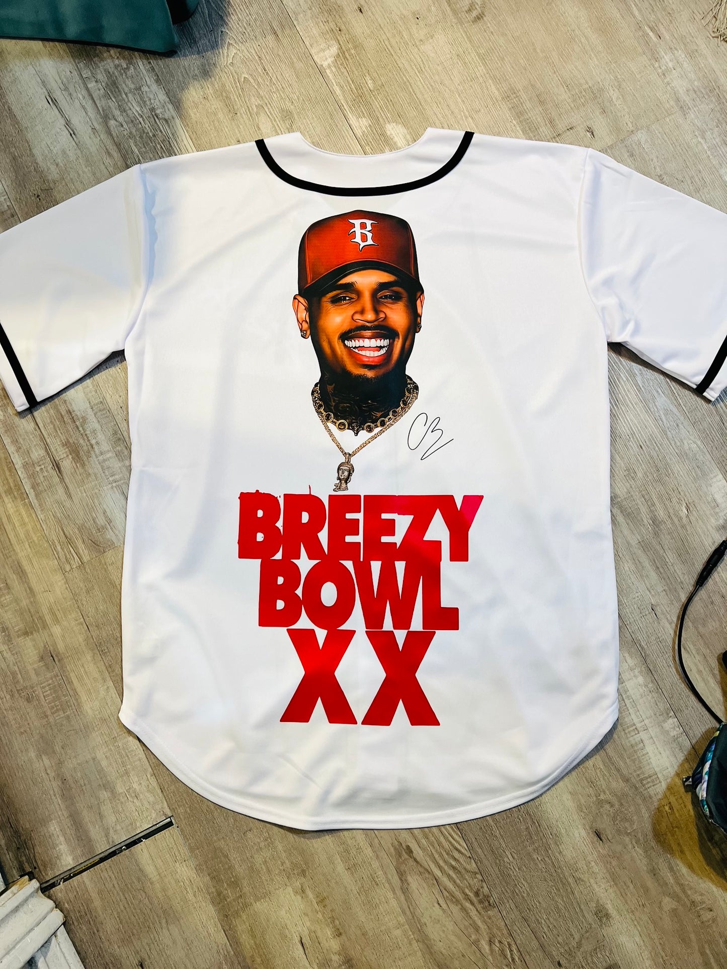 White Button Down Breezy Jersey